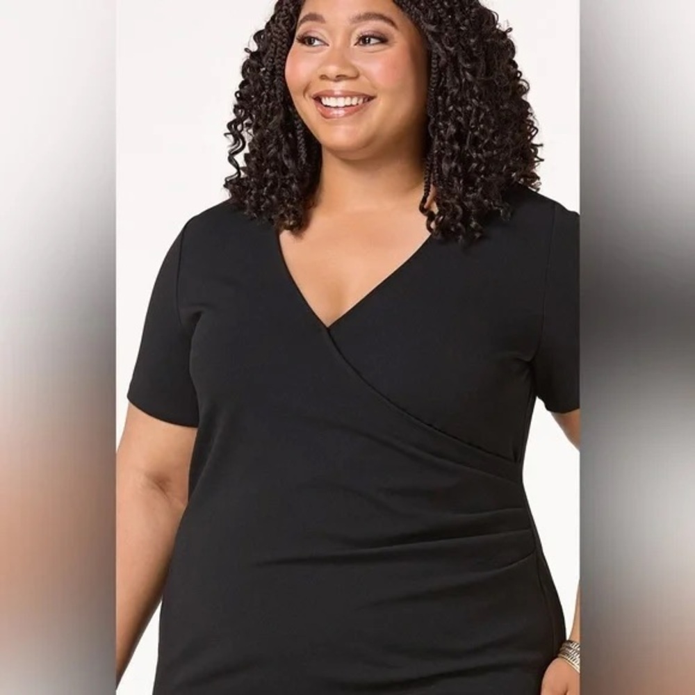 CATO | PLUS SIZE BLACK FAUX WRAP DRESS SIZE 26/28 - Picture 3 of 3